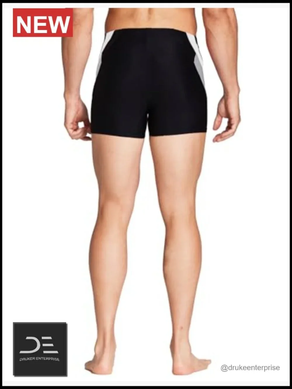 Square Leg Athletic Swim Jammers with Drawstring, Quick-Dry, UPF 50+